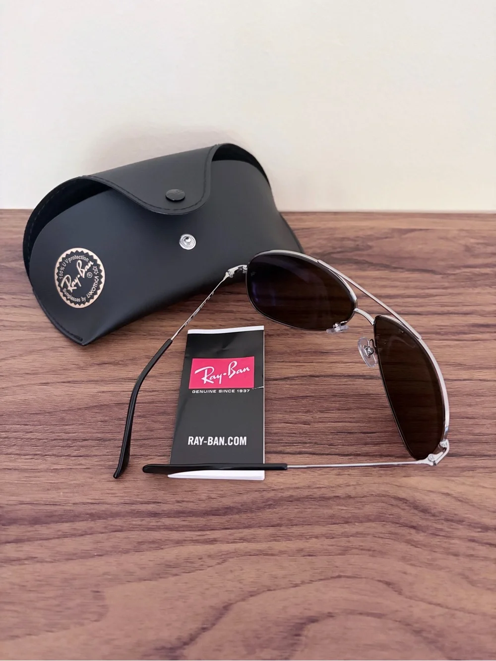 Ray-Ban Silver Frame Sunglasses with Dark Gray Lenses